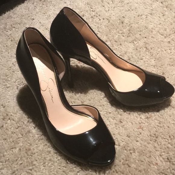 Jessica Simpson Shoes Jessica Simpson Peep Toe Black Heels Poshmark